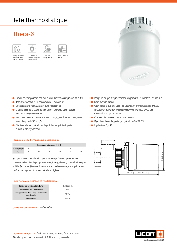 Dépliant d'information – Tête thermostatique Thera6